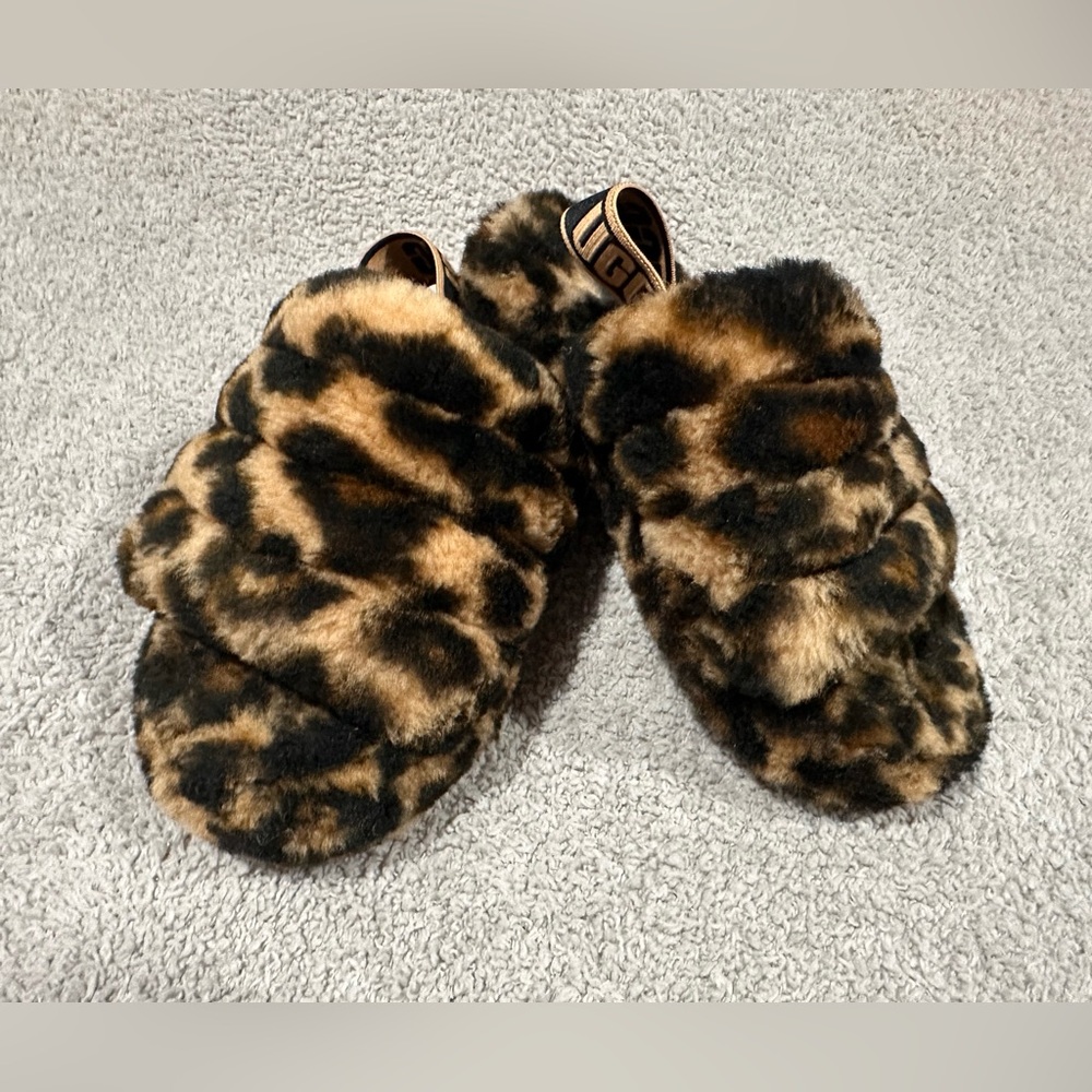 UGG Animal Print Fuzzy Slippers